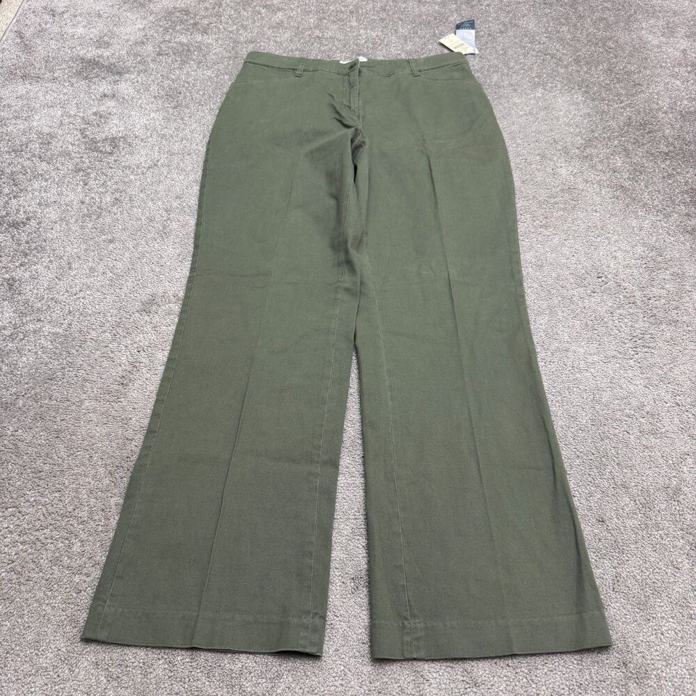 Coldwater Creek Aspen Natural Waist Stretch Twill Pants Womens 14 Green Fit NWT